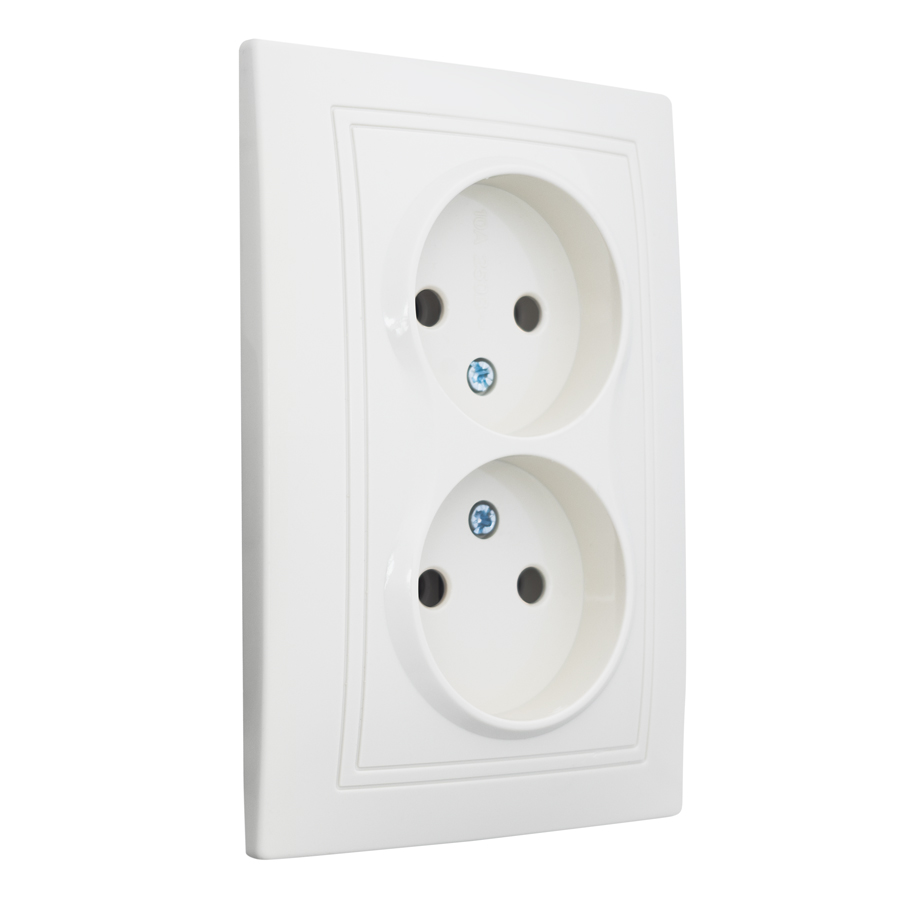 Розетка 2П двойная скрытой установки 16А 250В IP20,слоновая кость (керамика) "Дельта" General