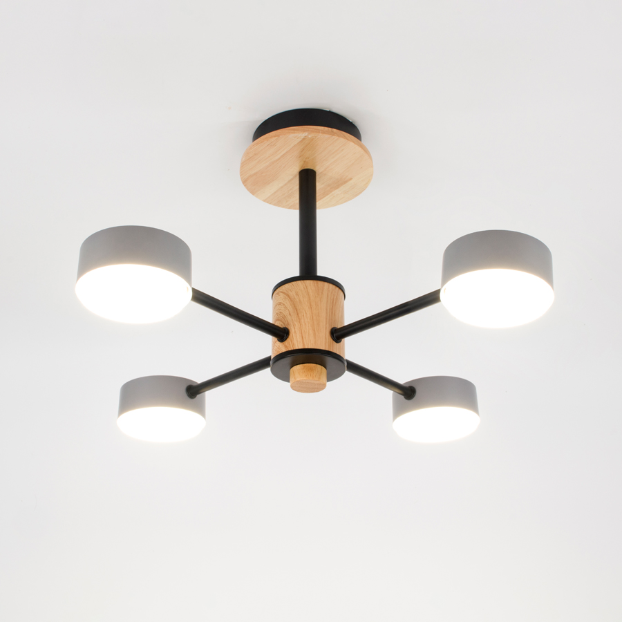 Люстра под лампу GCHL-4GX53-M Серая+Дерево Элизиум