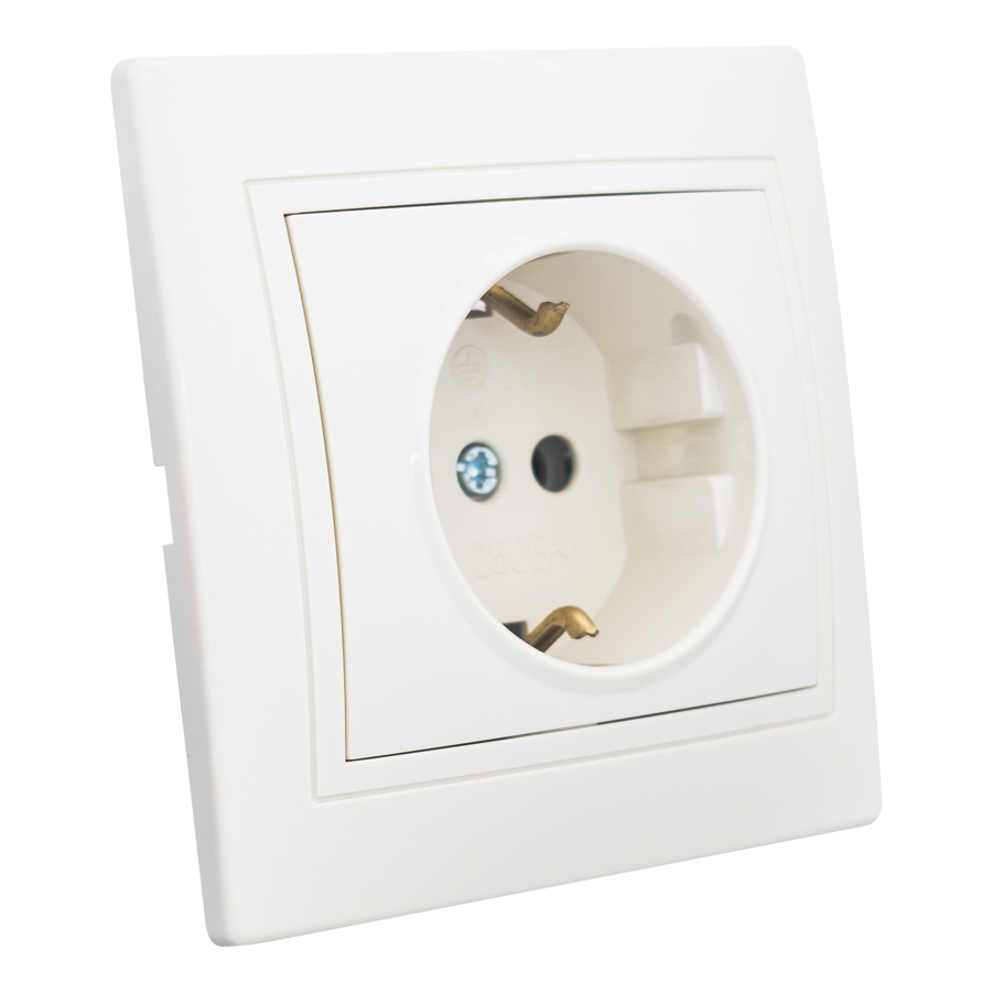 Розетка 2П+З скрытой установки 16А 250В IP20,слоновая кость (керамика) "Дельта" General
