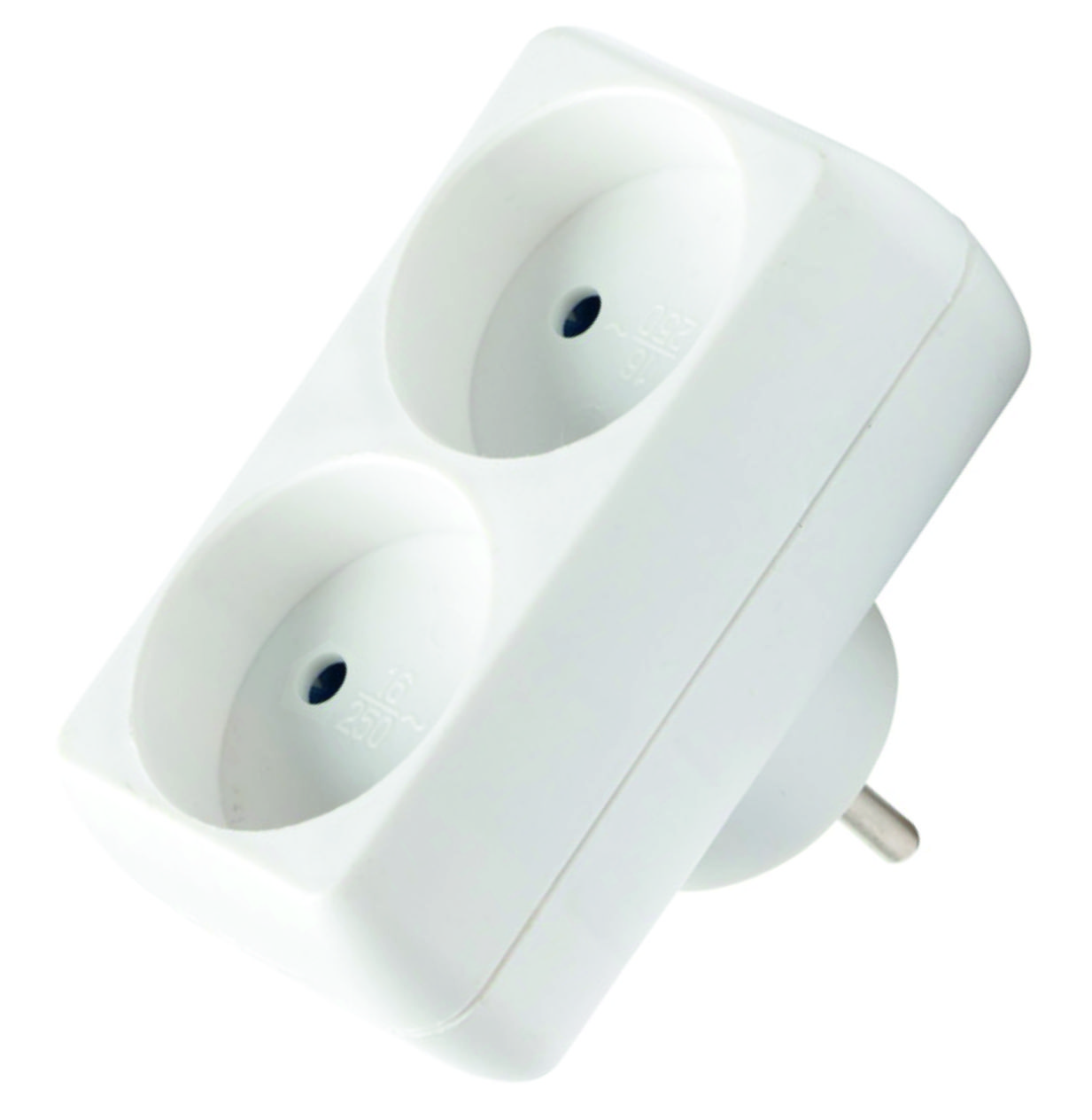 Сетевой разветвитель GTS-F-2-16, 16А, 2 места, плоский, б/з, 1/100