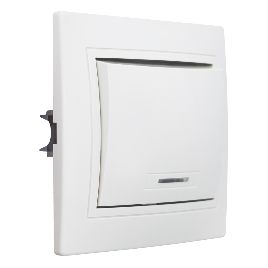 Выключатель 1 кл. с подсветкой скрытой установки 10А 250В IP20,слоновая кость (керамика) "Дельта" General