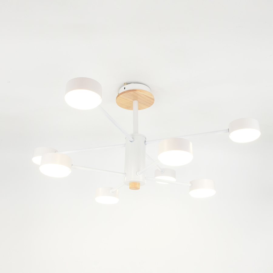 Люстра под лампу GCHL-8GX53-M Белая+Дерево Элизиум