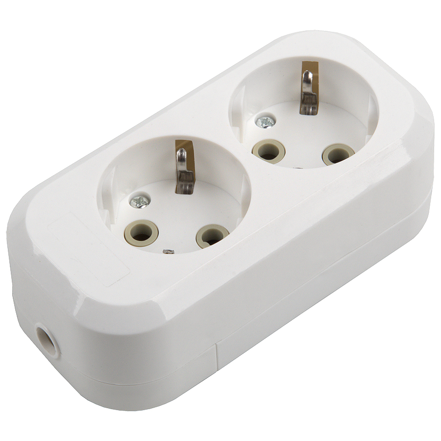 Розеточная колодка GSB-16-2-G-IP20 Easy, 16А, 2 места, с заземлением, без выключателя, IP20