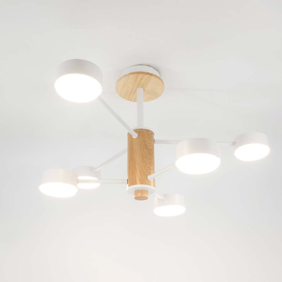 Люстра под лампу GCHL-6GX53-M Белая+Дерево Элизиум