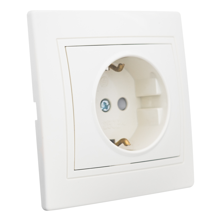 Розетка 2П+З с защ. шт. скрытой установки 16А 250В IP20,слоновая кость (керамика) "Дельта" General
