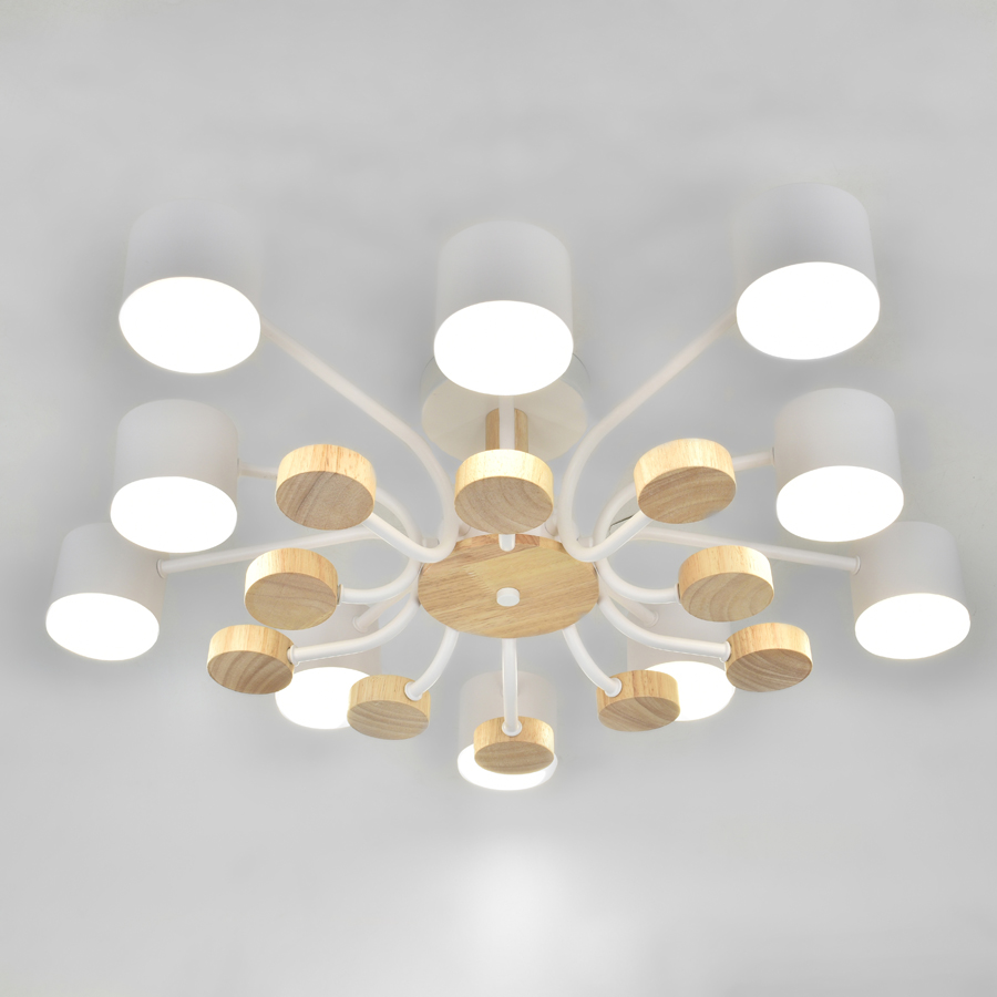Люстра под лампу GCHL-10GX53-M Белая+Дерево Альберо