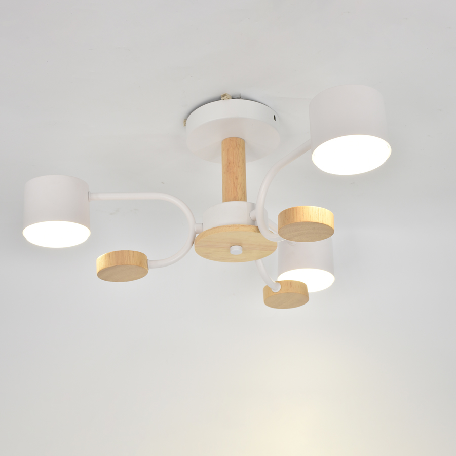 Люстра под лампу GCHL-3GX53-M Белая+Дерево Альберо