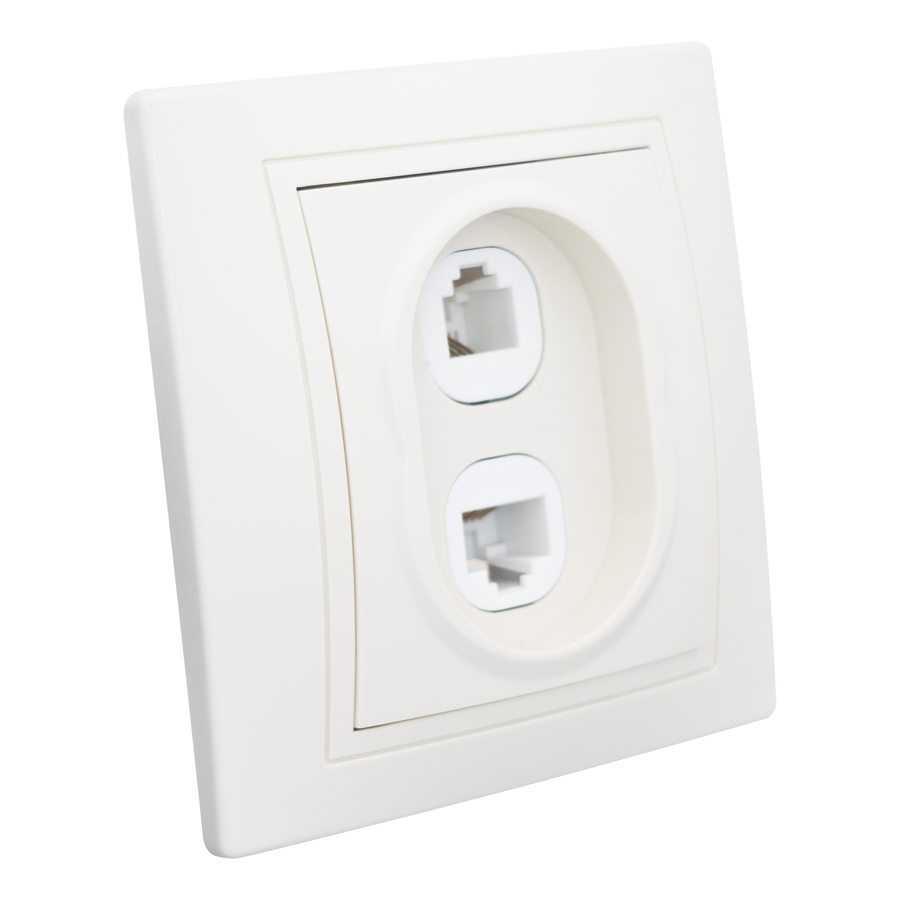 Розетка телефонная RJ11 + компьютерная RJ45 скрытой установки IP20,слоновая кость "Дельта" General