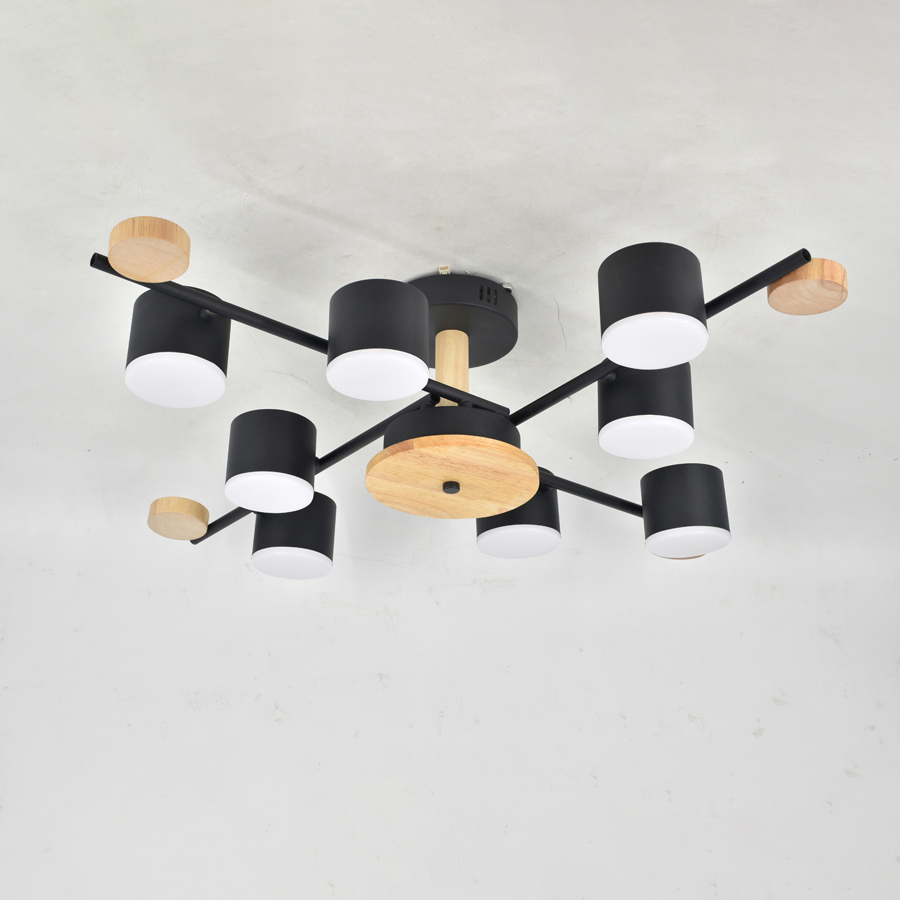 Люстра под лампу GCHL-8GX53-M Черная+Дерево Венто