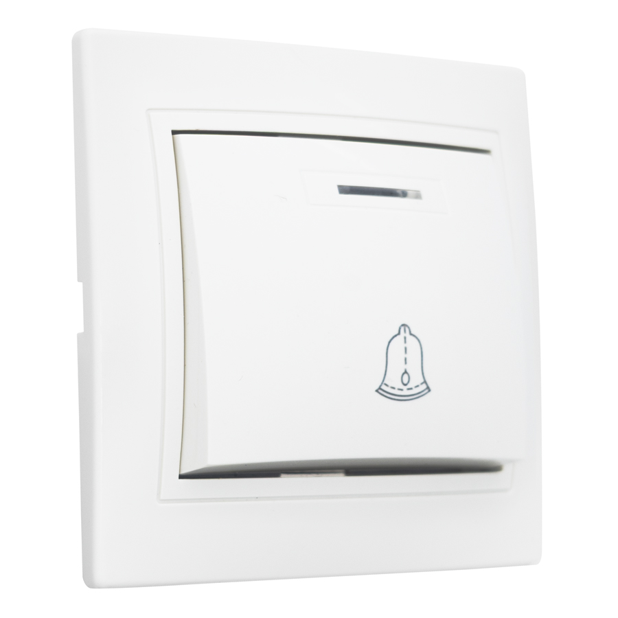 Выключатель кнопка звонковая с подсветкой скрытой установки 6А IP20,слоновая кость (керамика) "Дельта" General