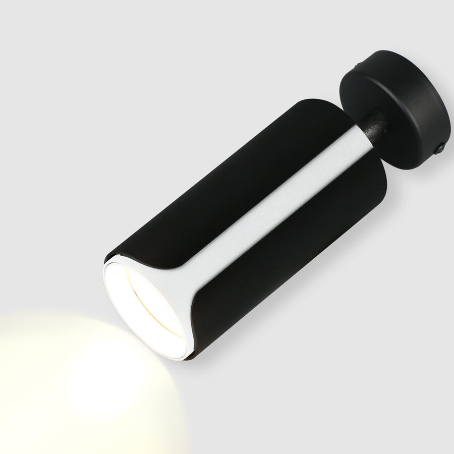 Спот на основании GWL-GU10-M-IP20 Одинарный Черный + Белый Монохром