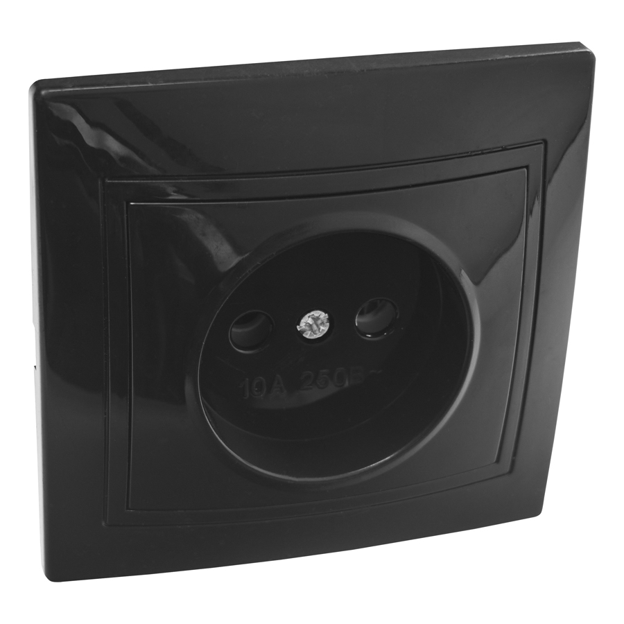 Розетка 2П скрытой установки 16А 250В IP20, черная (керамика) "Дельта" General