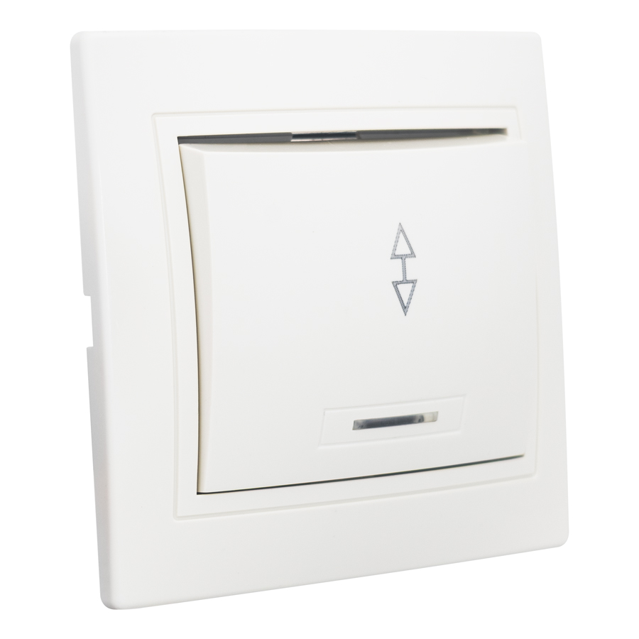 Выключатель 1 кл. на 2 направления с подсветкой скрытой установки 10А 250В IP20,слоновая кость (керамика) "Дельта" General