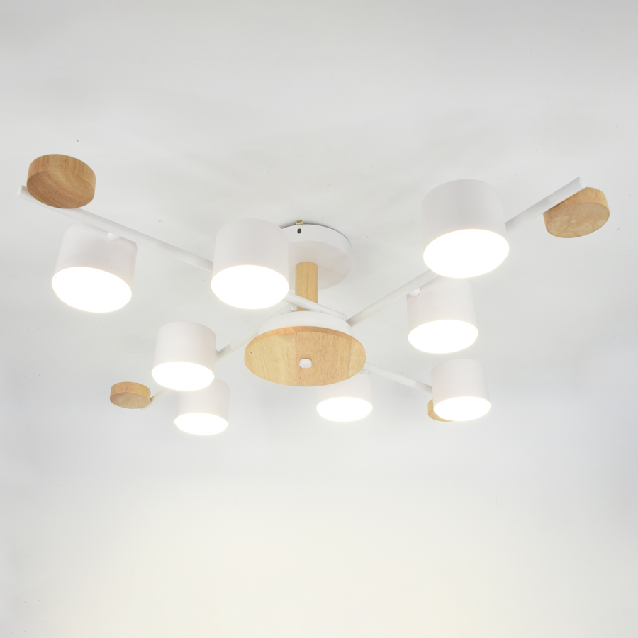 Люстра под лампу GCHL-8GX53-M Белая+Дерево Венто