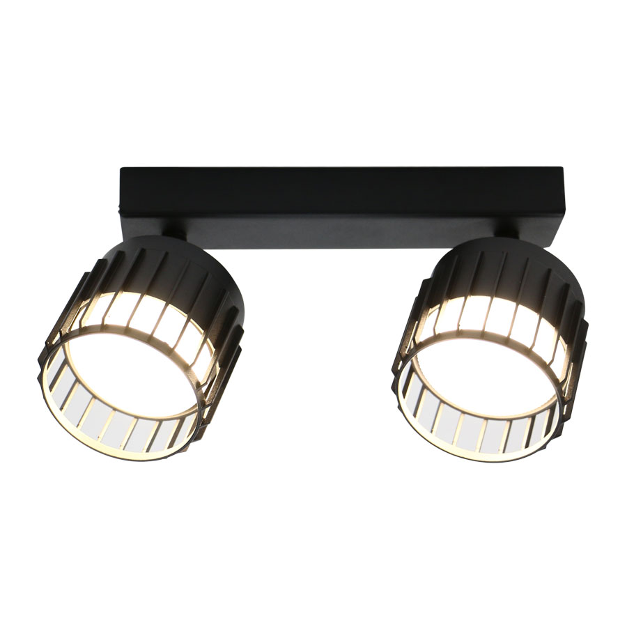 Спот на основании General GWL-2GX53-M-IP20 Двойной Черный Клетка